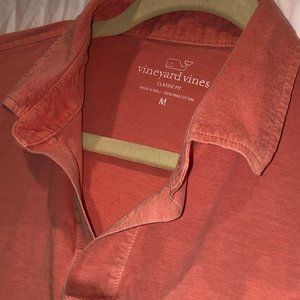 vineyard vines Nantucket red (salmon) cotton jersey knit mens polo golf …